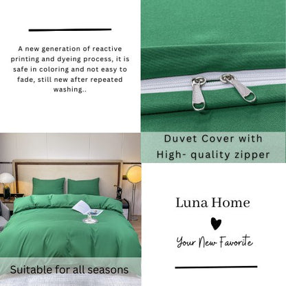 Basic King size 6 pieces, Luna Home Premium Quality Duvet Cover Set. Green color. by 5 | Souqify