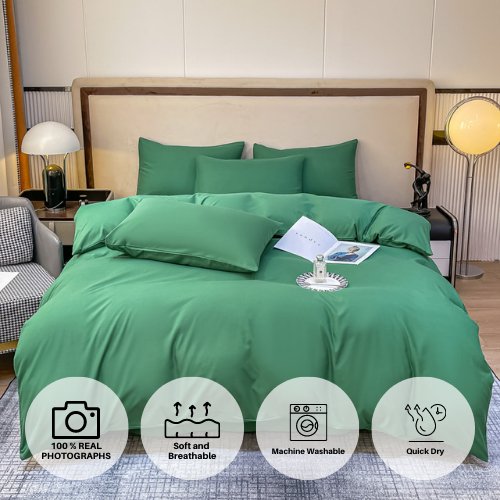 Basic King size 6 pieces, Luna Home Premium Quality Duvet Cover Set. Green color. by 5 | Souqify