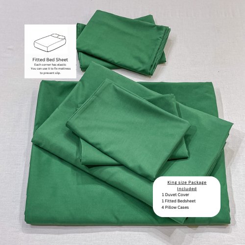 Basic King size 6 pieces, Luna Home Premium Quality Duvet Cover Set. Green color. by 5 | Souqify
