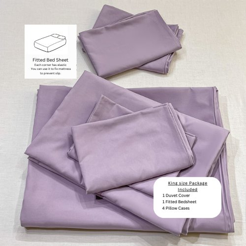 Basic King size 6 pieces, Luna Home Premium Quality Duvet Cover Set. Lavender color. by 5 | Souqify
