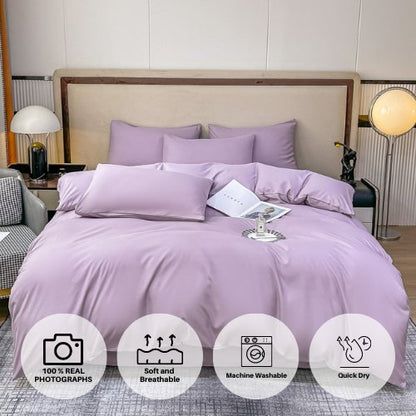 Basic King size 6 pieces, Luna Home Premium Quality Duvet Cover Set. Lavender color. by 5 | Souqify