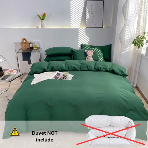 Basic Premium Single, Set of 4 Pieces, Duvet Cover Set, Green color. by 5 | Souqify
