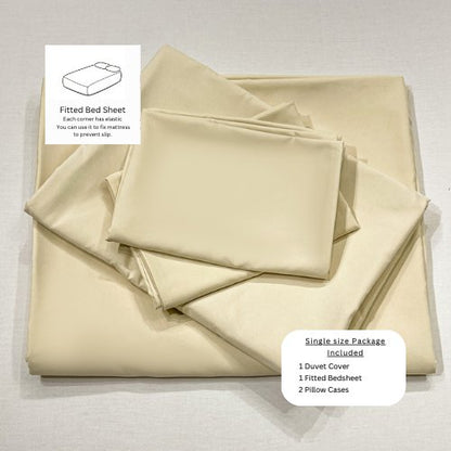 Basic Single Set of 4 Pieces, Luna Home Premium Quality Duvet Cover Set. Creamy Milk color.