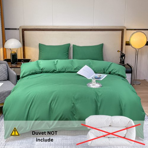 Basic Single Set of 4 Pieces, Luna Home Premium Quality Duvet Cover Set. Green color. by 5 | Souqify