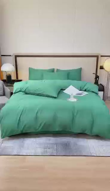 Basic Single Set of 4 Pieces, Luna Home Premium Quality Duvet Cover Set. Green color. by 5 | Souqify