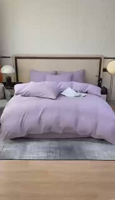 Basic Single Set of 4 Pieces, Luna Home Premium Quality Duvet Cover Set. Lavender color. by 5 | Souqify