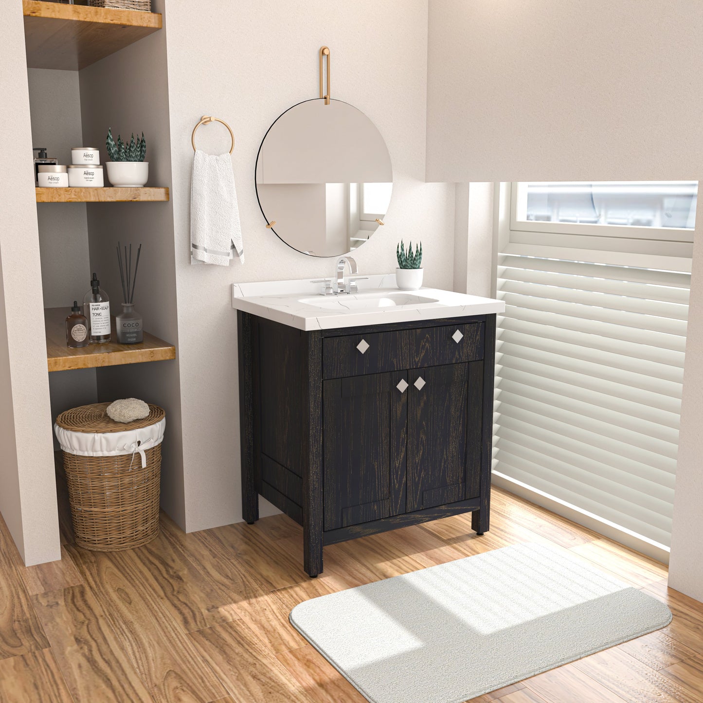 Bathroom Vanity Kardelen Bathroom Vanity-BV31DB01 Dark Blue 87 X 68 X 110 by DECOROTIKA | Souqify