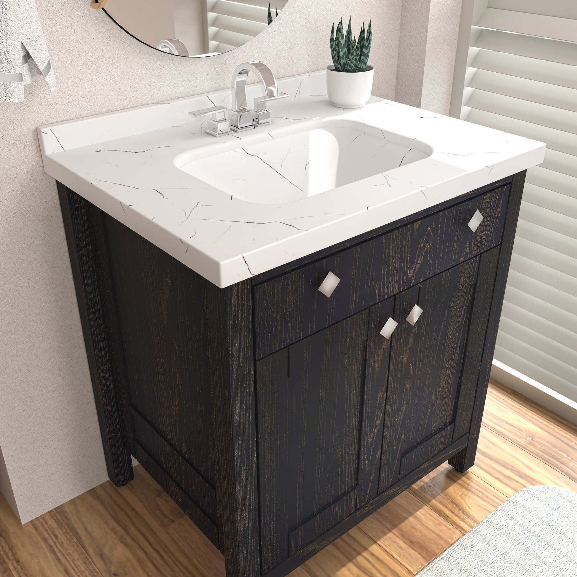 Bathroom Vanity Kardelen Bathroom Vanity-BV31DB01 Dark Blue 87 X 68 X 110 by DECOROTIKA | Souqify