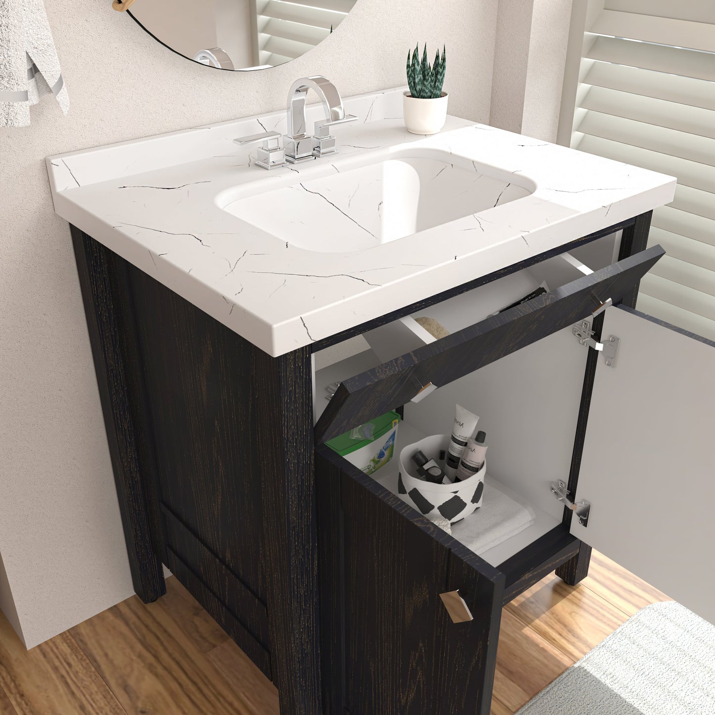 Bathroom Vanity Kardelen Bathroom Vanity-BV31DB01 Dark Blue 87 X 68 X 110 by DECOROTIKA | Souqify