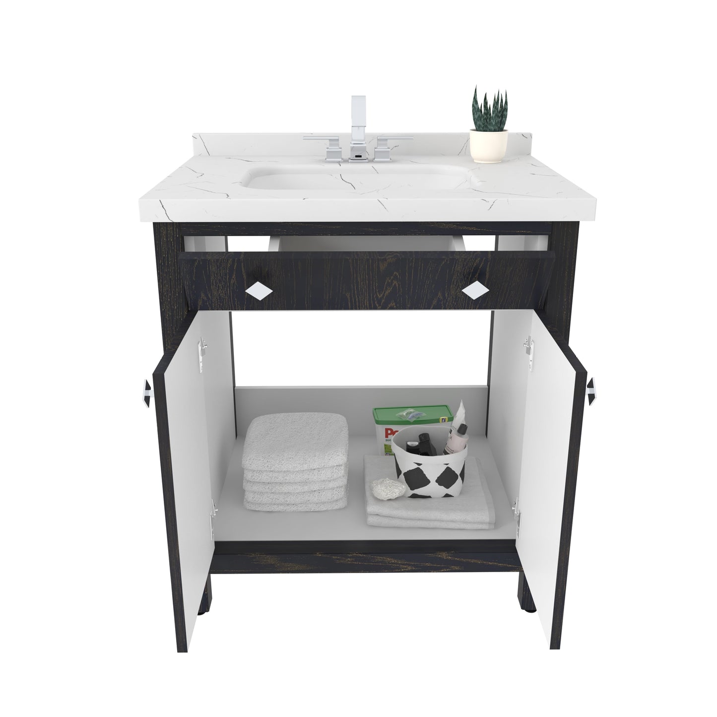 Bathroom Vanity Kardelen Bathroom Vanity-BV31DB01 Dark Blue 87 X 68 X 110 by DECOROTIKA | Souqify