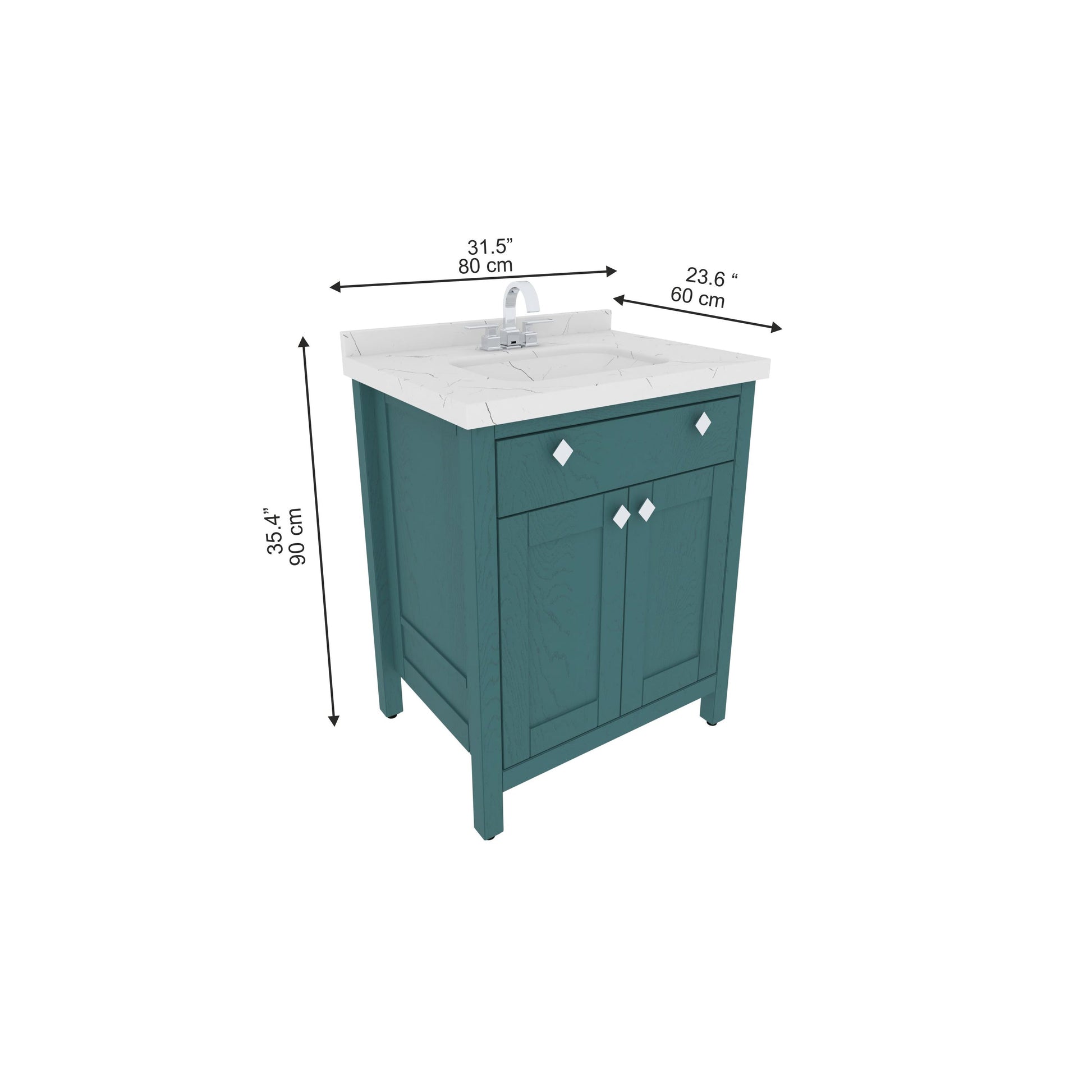 Bathroom Vanity Kardelen Bathroom Vanity-BV31SG01 Sea Green 87 X 68 X 110 by DECOROTIKA | Souqify