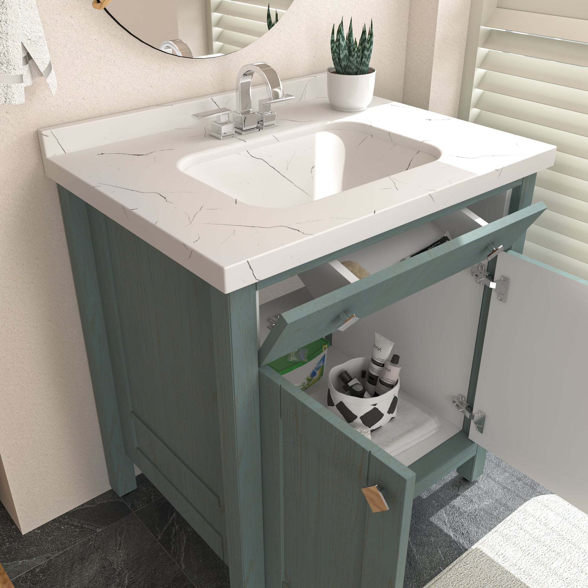 Bathroom Vanity Kardelen Bathroom Vanity-BV31SG01 Sea Green 87 X 68 X 110 by DECOROTIKA | Souqify
