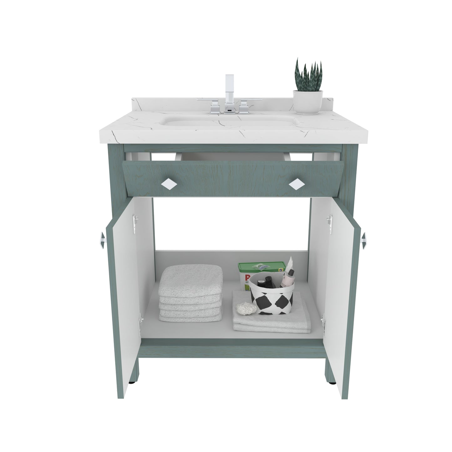 Bathroom Vanity Kardelen Bathroom Vanity-BV31SG01 Sea Green 87 X 68 X 110 by DECOROTIKA | Souqify