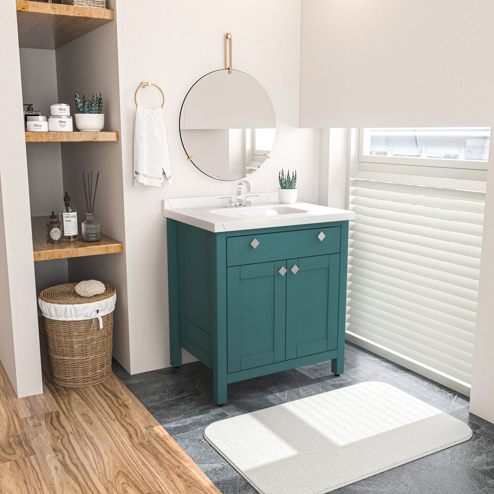 Bathroom Vanity Kardelen Bathroom Vanity-BV31TQ01 Turquoise 87 X 68 X 110 by DECOROTIKA | Souqify