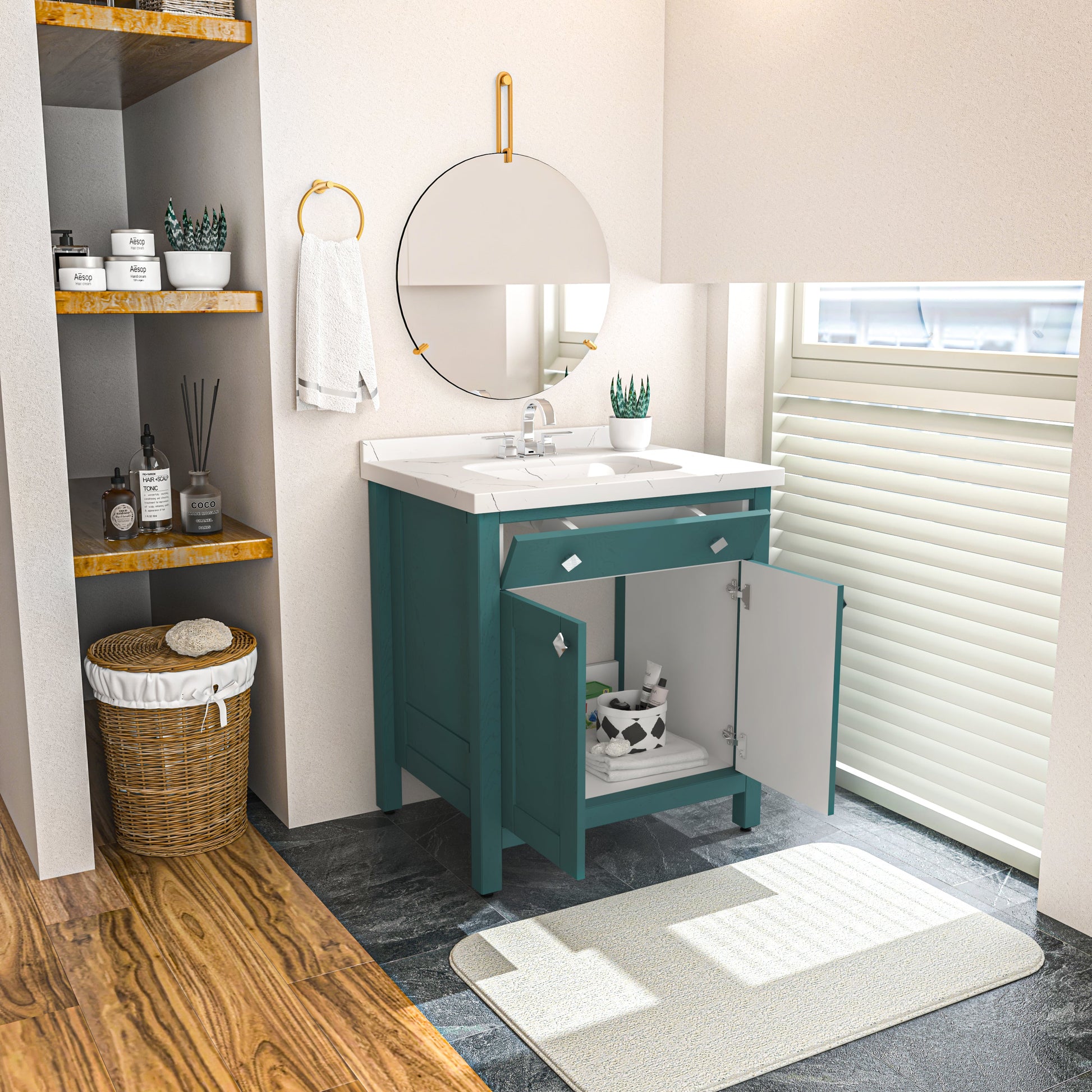 Bathroom Vanity Kardelen Bathroom Vanity-BV31TQ01 Turquoise 87 X 68 X 110 by DECOROTIKA | Souqify