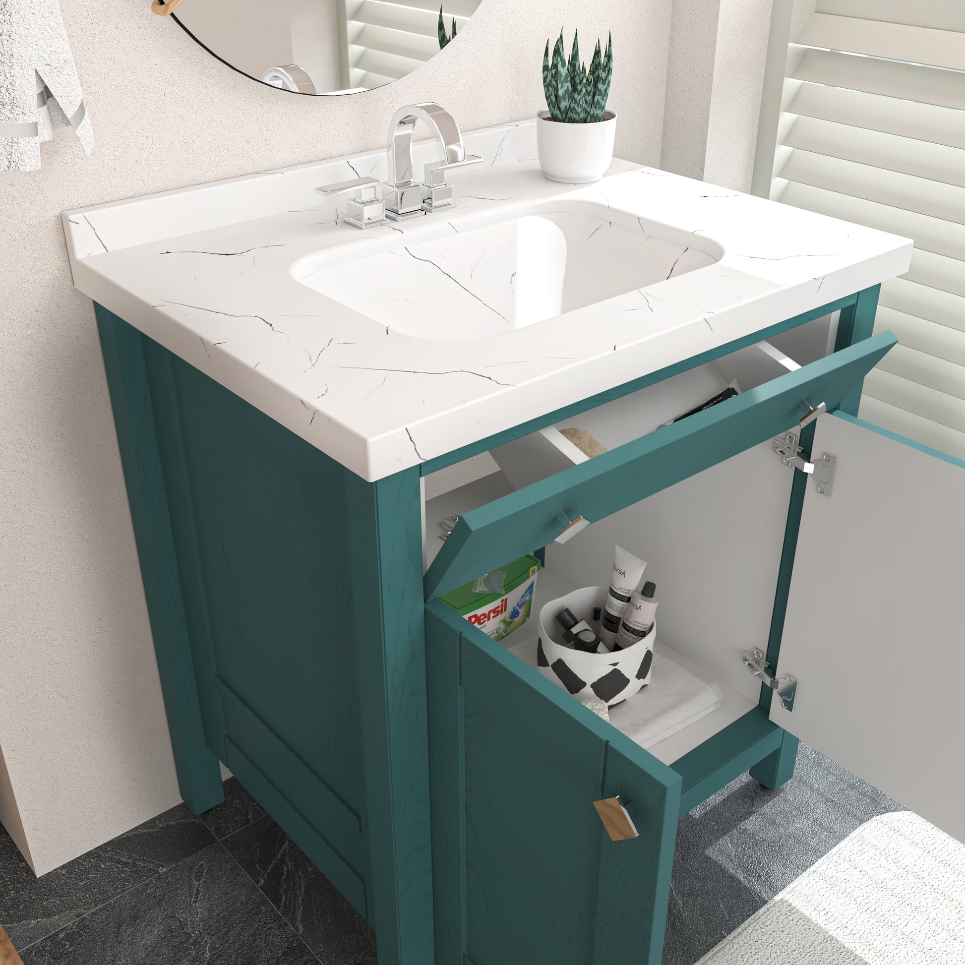 Bathroom Vanity Kardelen Bathroom Vanity-BV31TQ01 Turquoise 87 X 68 X 110 by DECOROTIKA | Souqify
