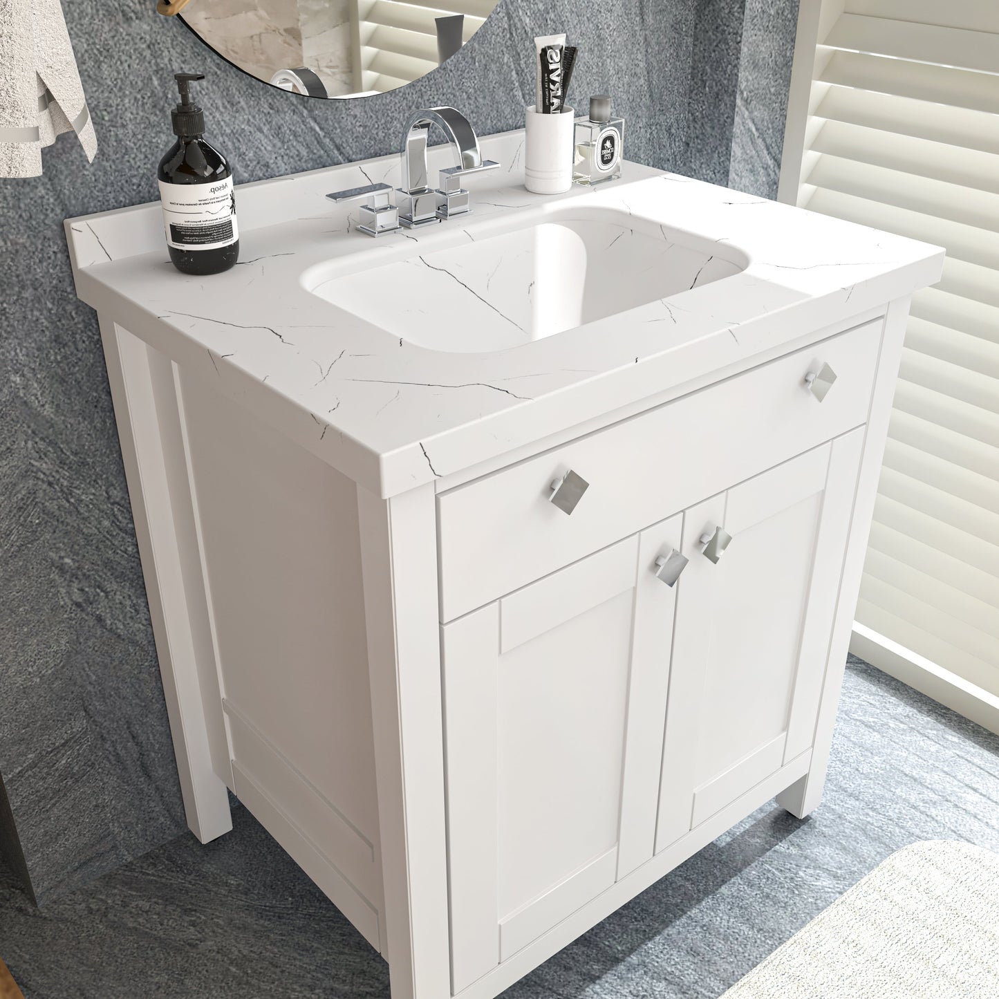 Bathroom Vanity Kardelen Bathroom Vanity-BV31WH01 White 87 X 68 X 110 by DECOROTIKA | Souqify