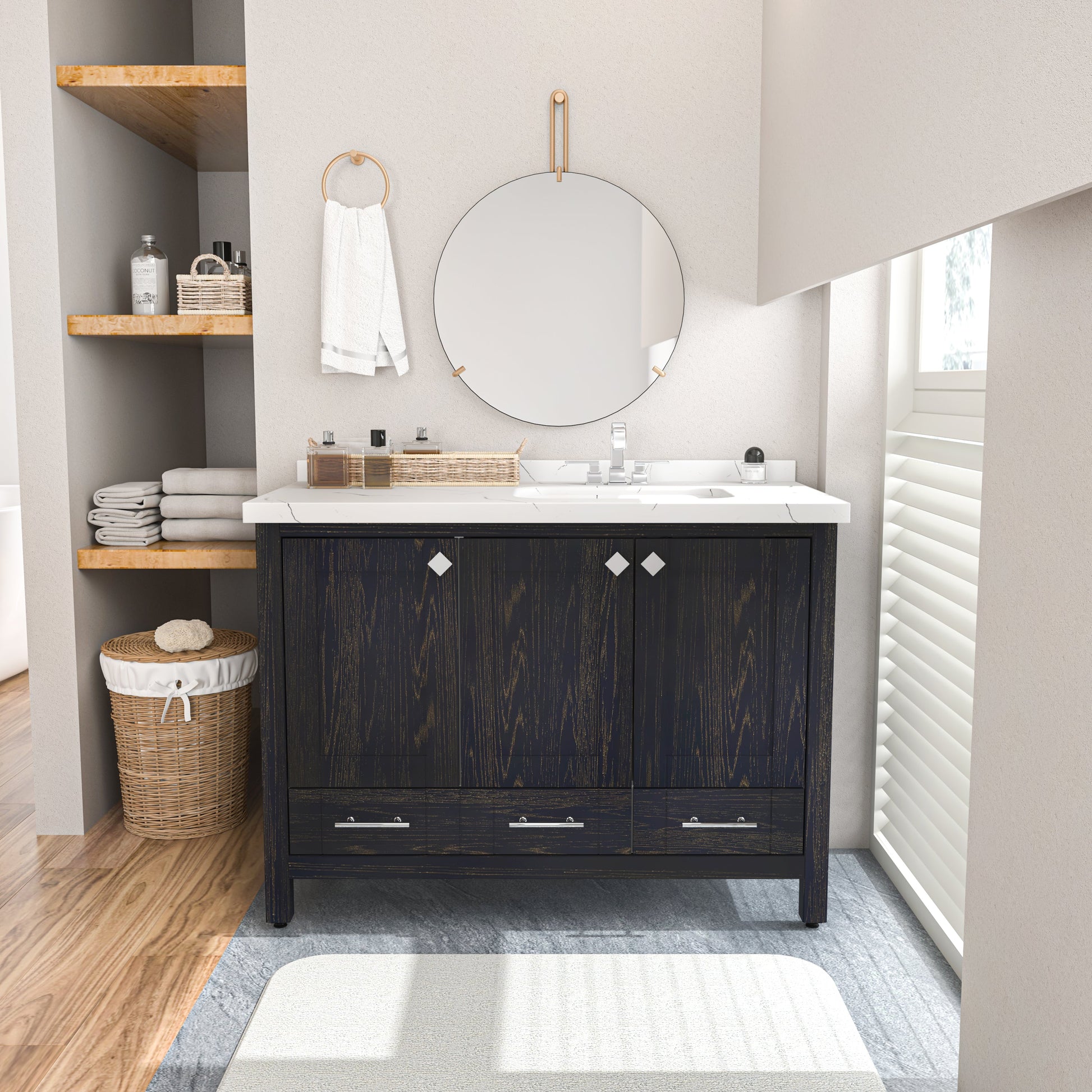 Bathroom Vanity Kardelen Bathroom Vanity-BV47DB01 Dark Blue 127 X 68 X 110 by DECOROTIKA | Souqify
