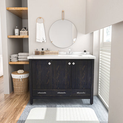 Bathroom Vanity Kardelen Bathroom Vanity-BV47DB01 Dark Blue 127 X 68 X 110 by DECOROTIKA | Souqify