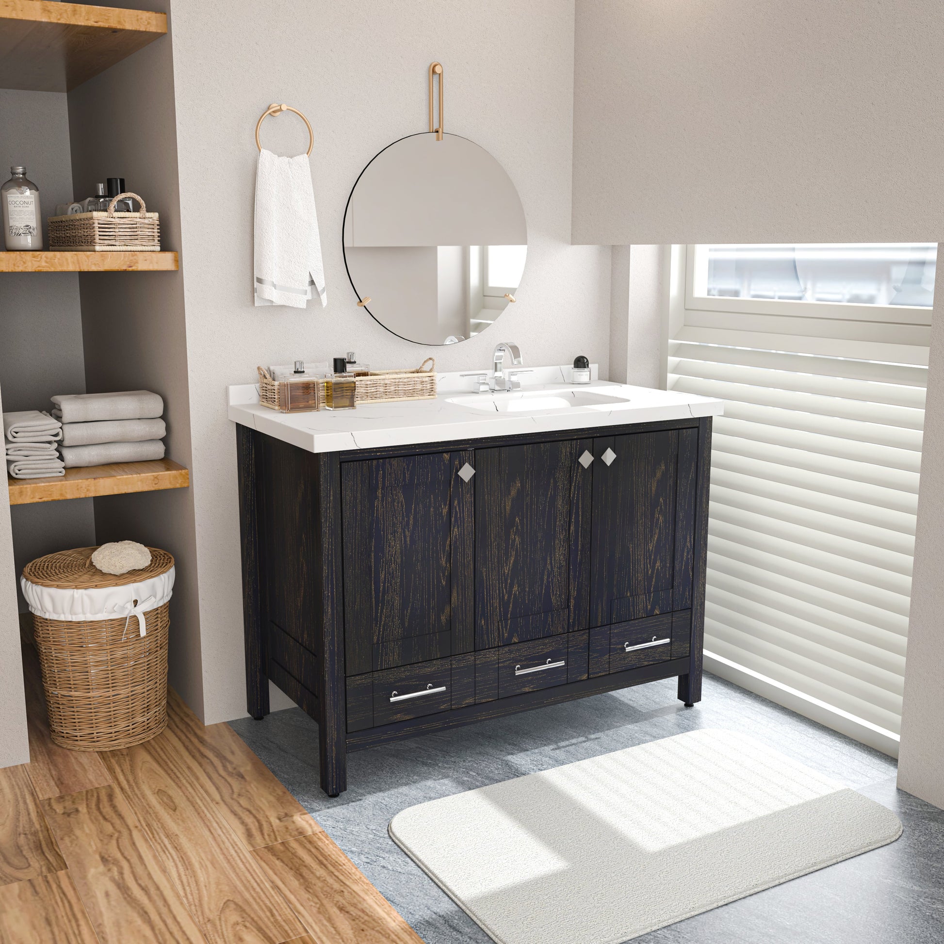 Bathroom Vanity Kardelen Bathroom Vanity-BV47DB01 Dark Blue 127 X 68 X 110 by DECOROTIKA | Souqify