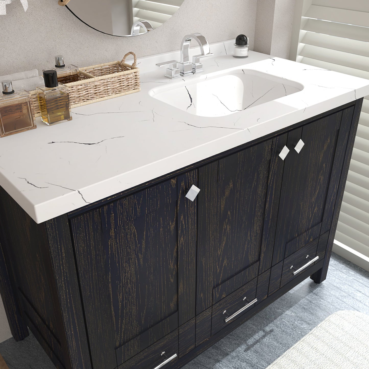 Bathroom Vanity Kardelen Bathroom Vanity-BV47DB01 Dark Blue 127 X 68 X 110 by DECOROTIKA | Souqify