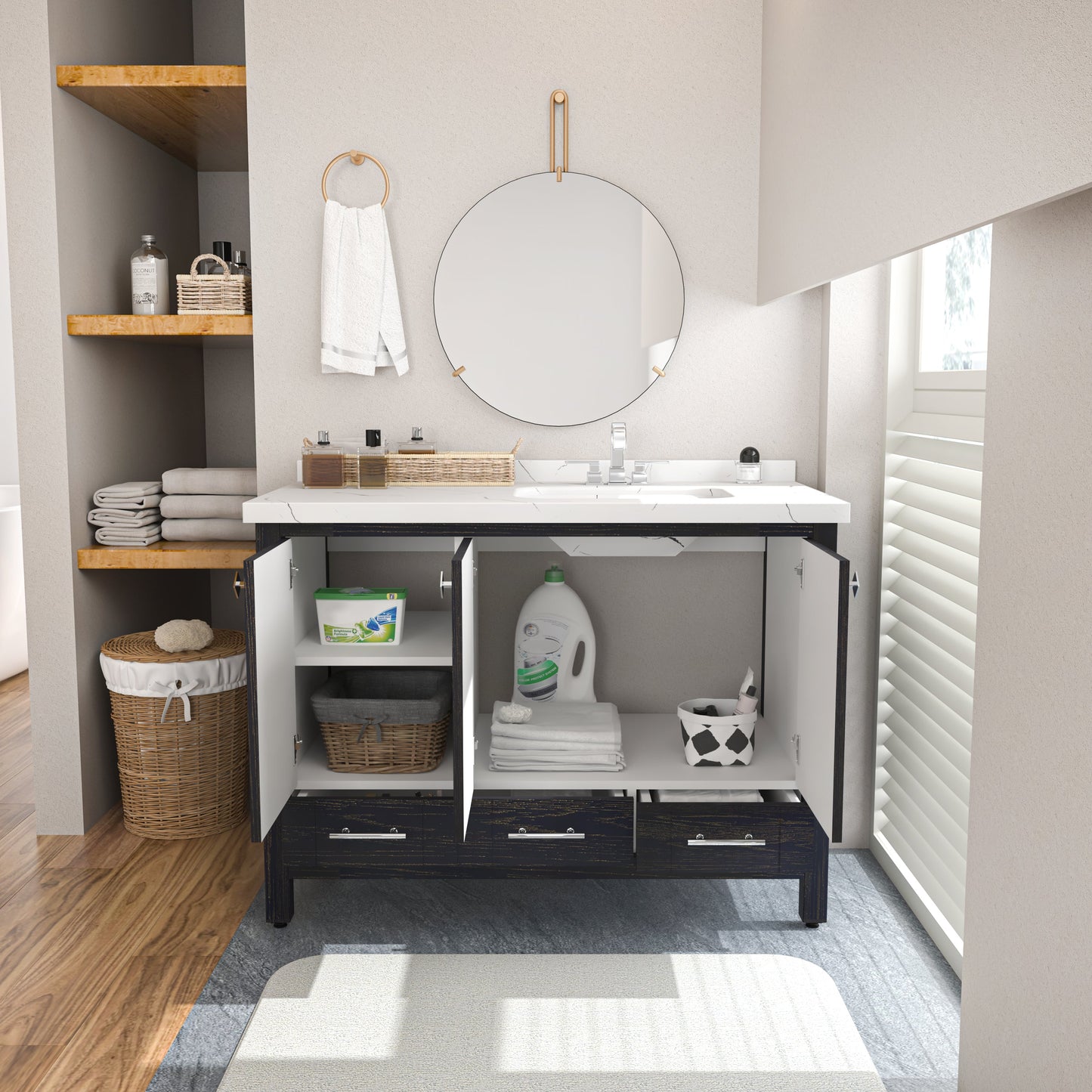 Bathroom Vanity Kardelen Bathroom Vanity-BV47DB01 Dark Blue 127 X 68 X 110 by DECOROTIKA | Souqify