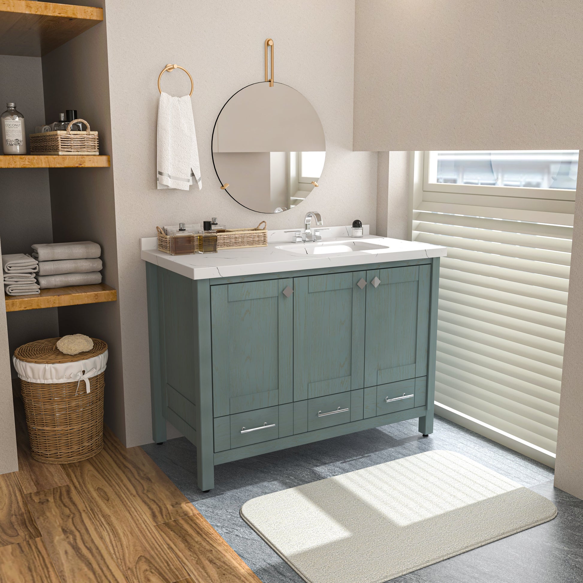 Bathroom Vanity Kardelen Bathroom Vanity-BV47SG01 Sea Green 127 X 68 X 110 by DECOROTIKA | Souqify