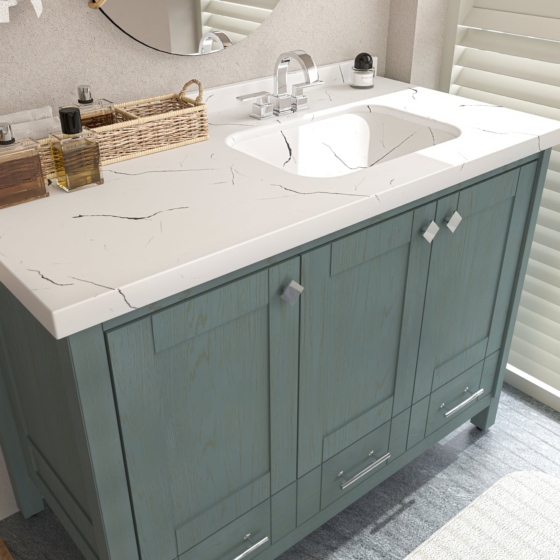 Bathroom Vanity Kardelen Bathroom Vanity-BV47SG01 Sea Green 127 X 68 X 110 by DECOROTIKA | Souqify