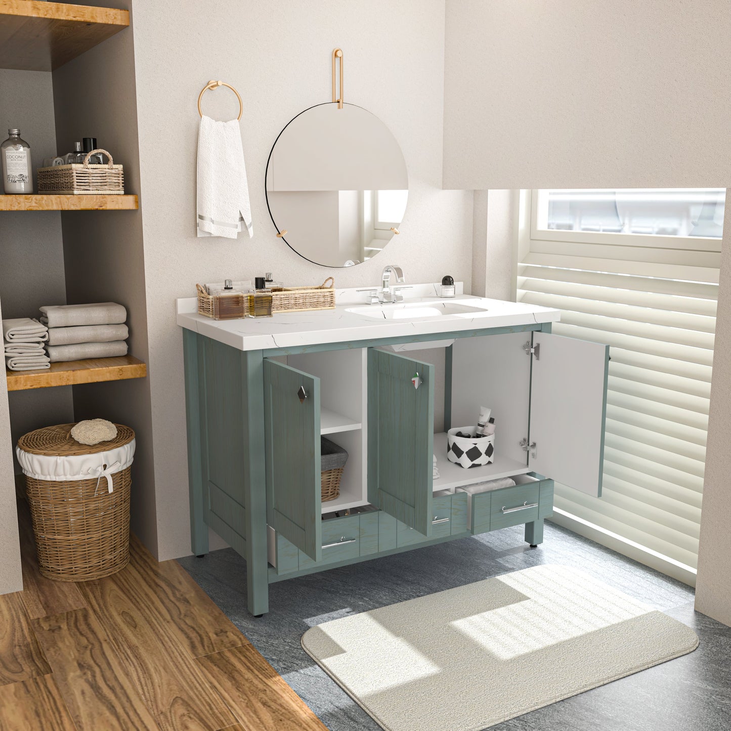 Bathroom Vanity Kardelen Bathroom Vanity-BV47SG01 Sea Green 127 X 68 X 110 by DECOROTIKA | Souqify