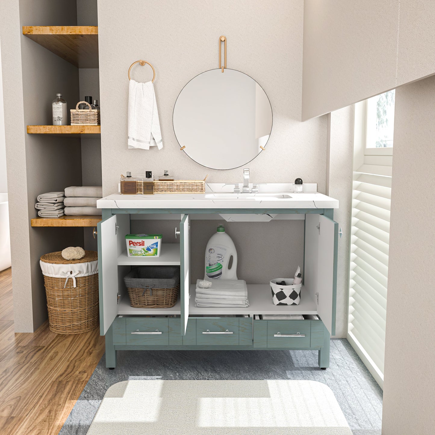 Bathroom Vanity Kardelen Bathroom Vanity-BV47SG01 Sea Green 127 X 68 X 110 by DECOROTIKA | Souqify