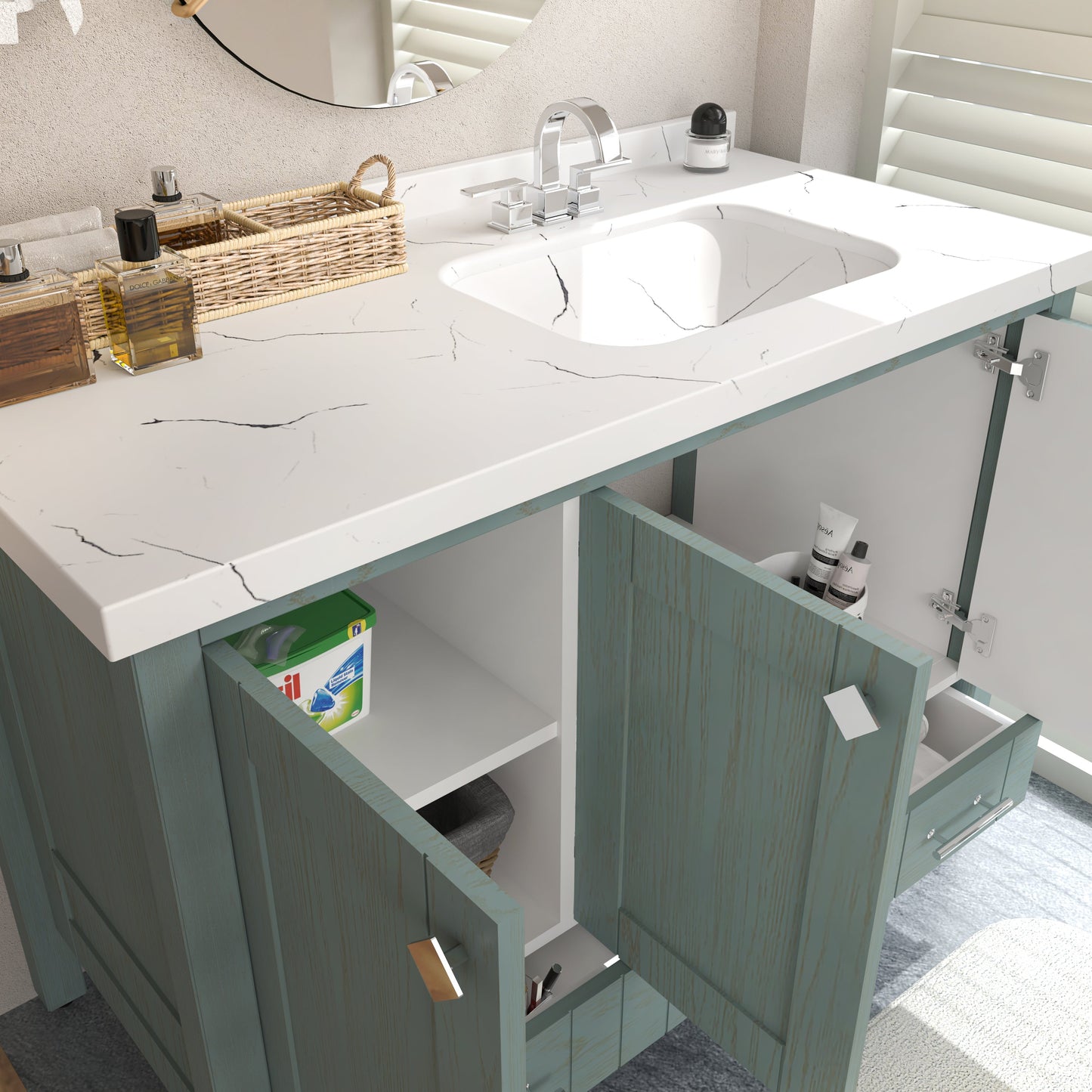 Bathroom Vanity Kardelen Bathroom Vanity-BV47SG01 Sea Green 127 X 68 X 110 by DECOROTIKA | Souqify