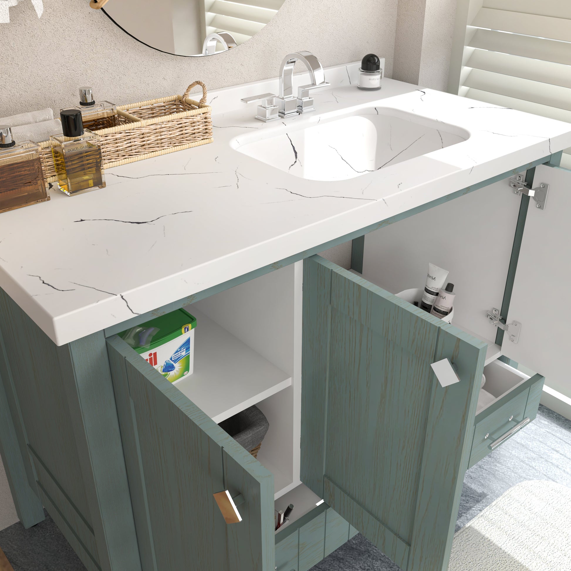 Bathroom Vanity Kardelen Bathroom Vanity-BV47SG01 Sea Green 127 X 68 X 110 by DECOROTIKA | Souqify
