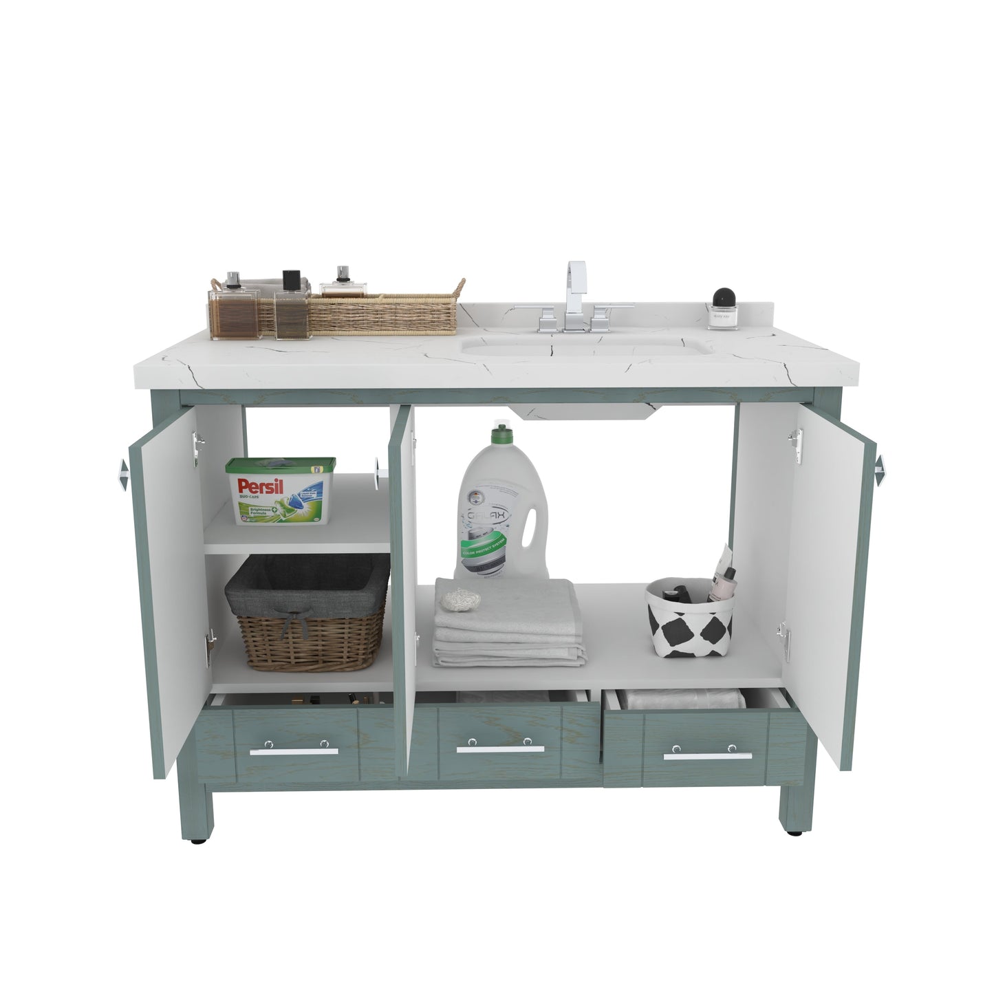 Bathroom Vanity Kardelen Bathroom Vanity-BV47SG01 Sea Green 127 X 68 X 110 by DECOROTIKA | Souqify