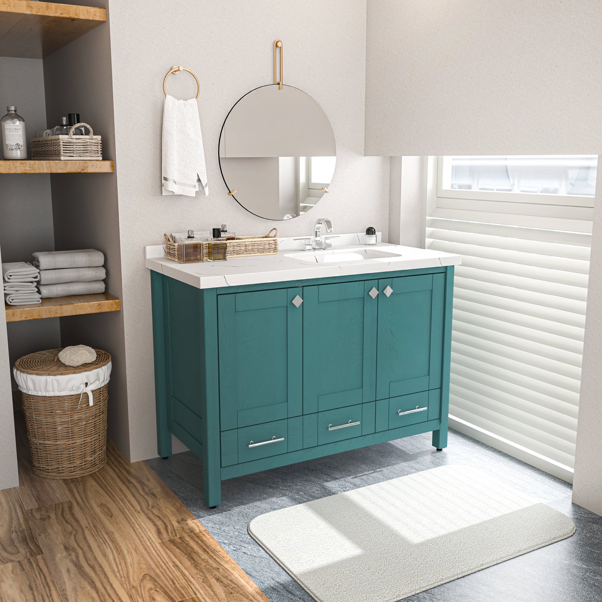 Bathroom Vanity Kardelen Bathroom Vanity-BV47TQ01 Turquoise 127 X 68 X 110 by DECOROTIKA | Souqify