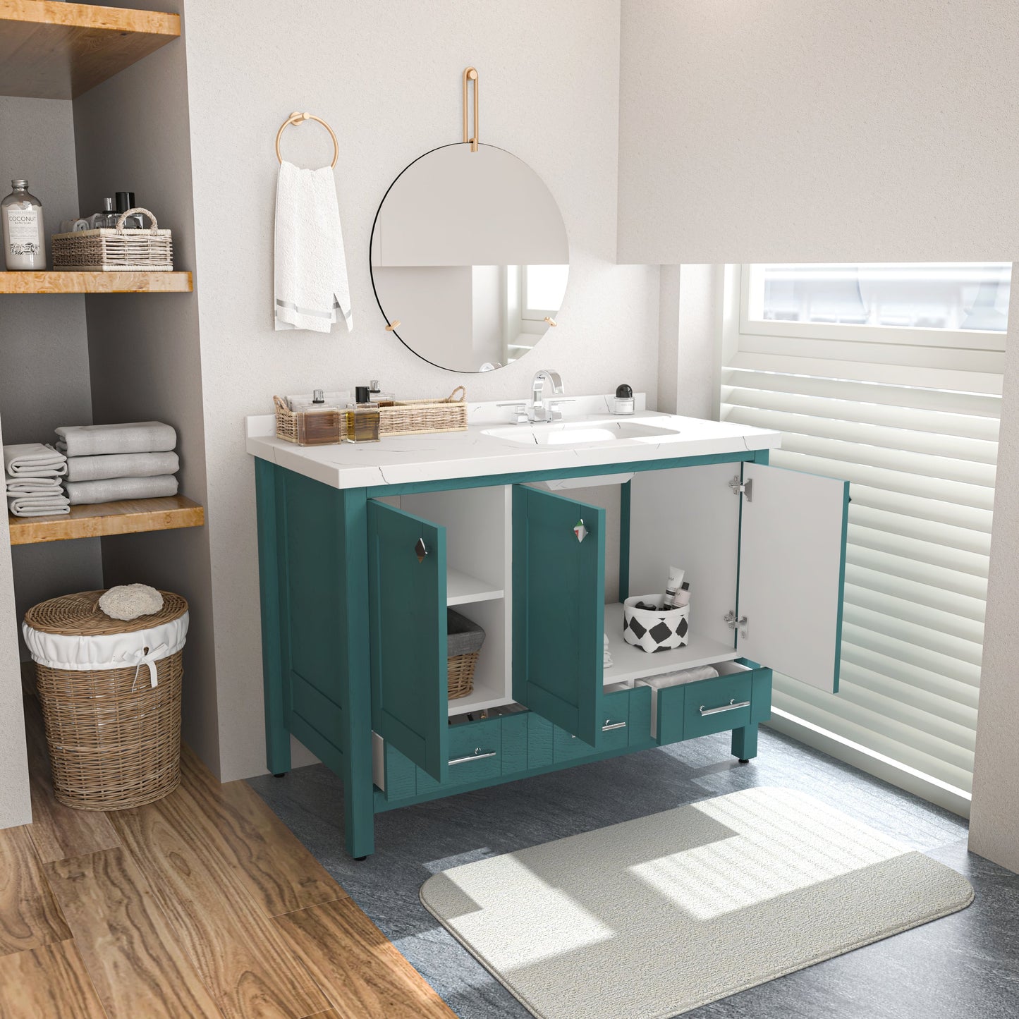 Bathroom Vanity Kardelen Bathroom Vanity-BV47TQ01 Turquoise 127 X 68 X 110 by DECOROTIKA | Souqify