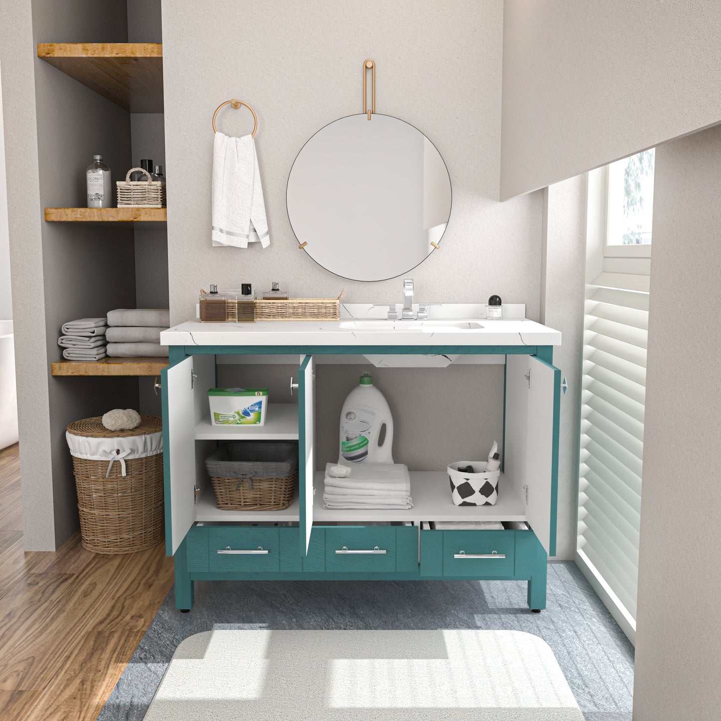 Bathroom Vanity Kardelen Bathroom Vanity-BV47TQ01 Turquoise 127 X 68 X 110 by DECOROTIKA | Souqify