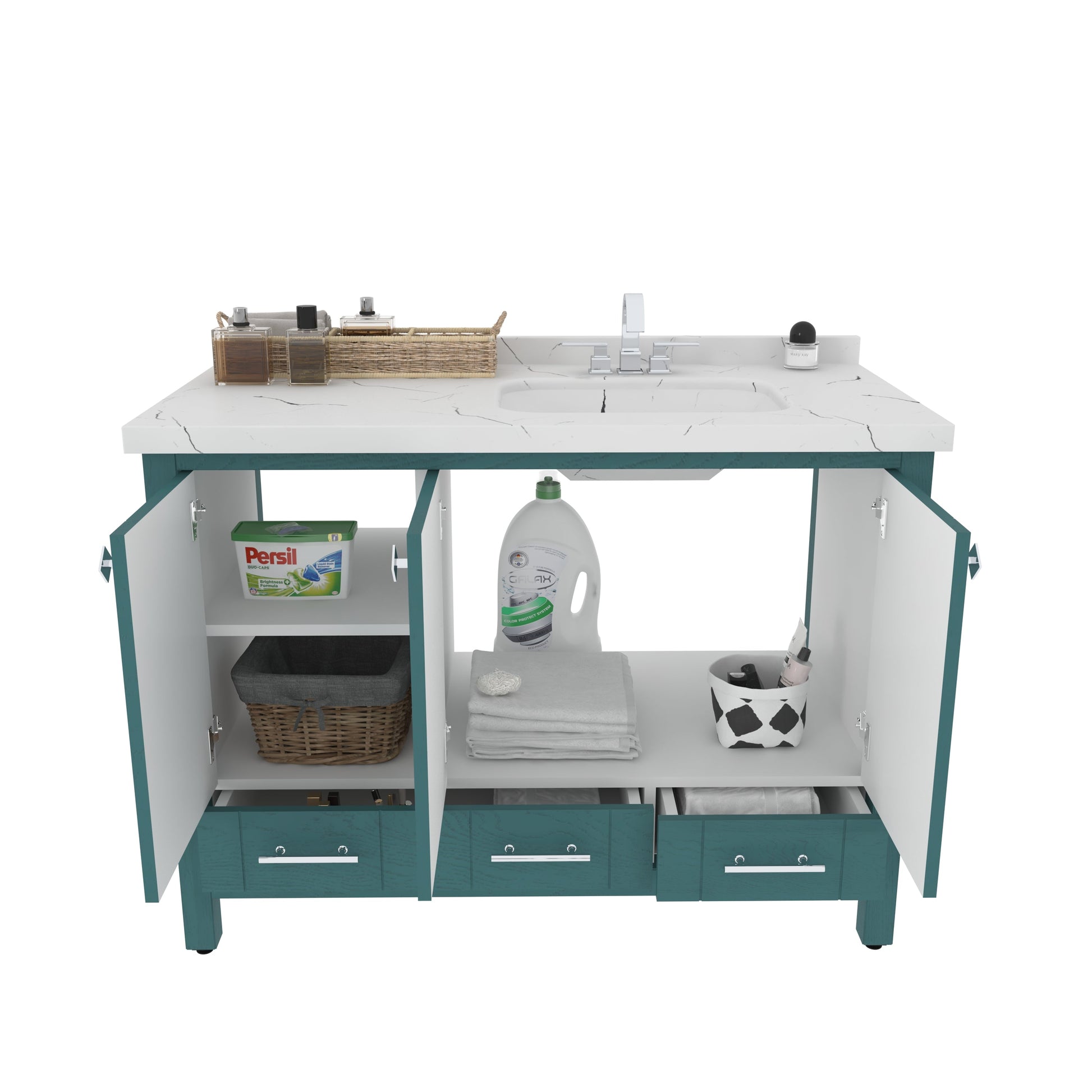 Bathroom Vanity Kardelen Bathroom Vanity-BV47TQ01 Turquoise 127 X 68 X 110 by DECOROTIKA | Souqify