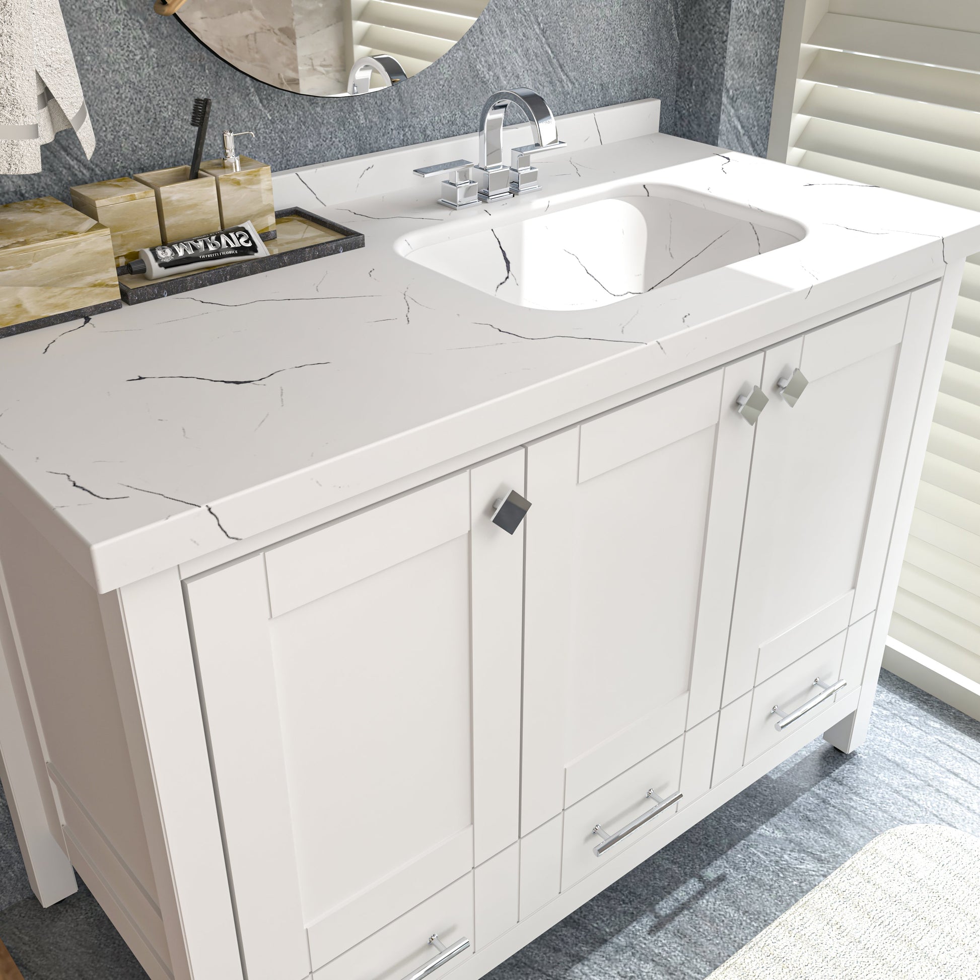 Bathroom Vanity Kardelen Bathroom Vanity-BV47WH01 White 127 X 68 X 110 by DECOROTIKA | Souqify