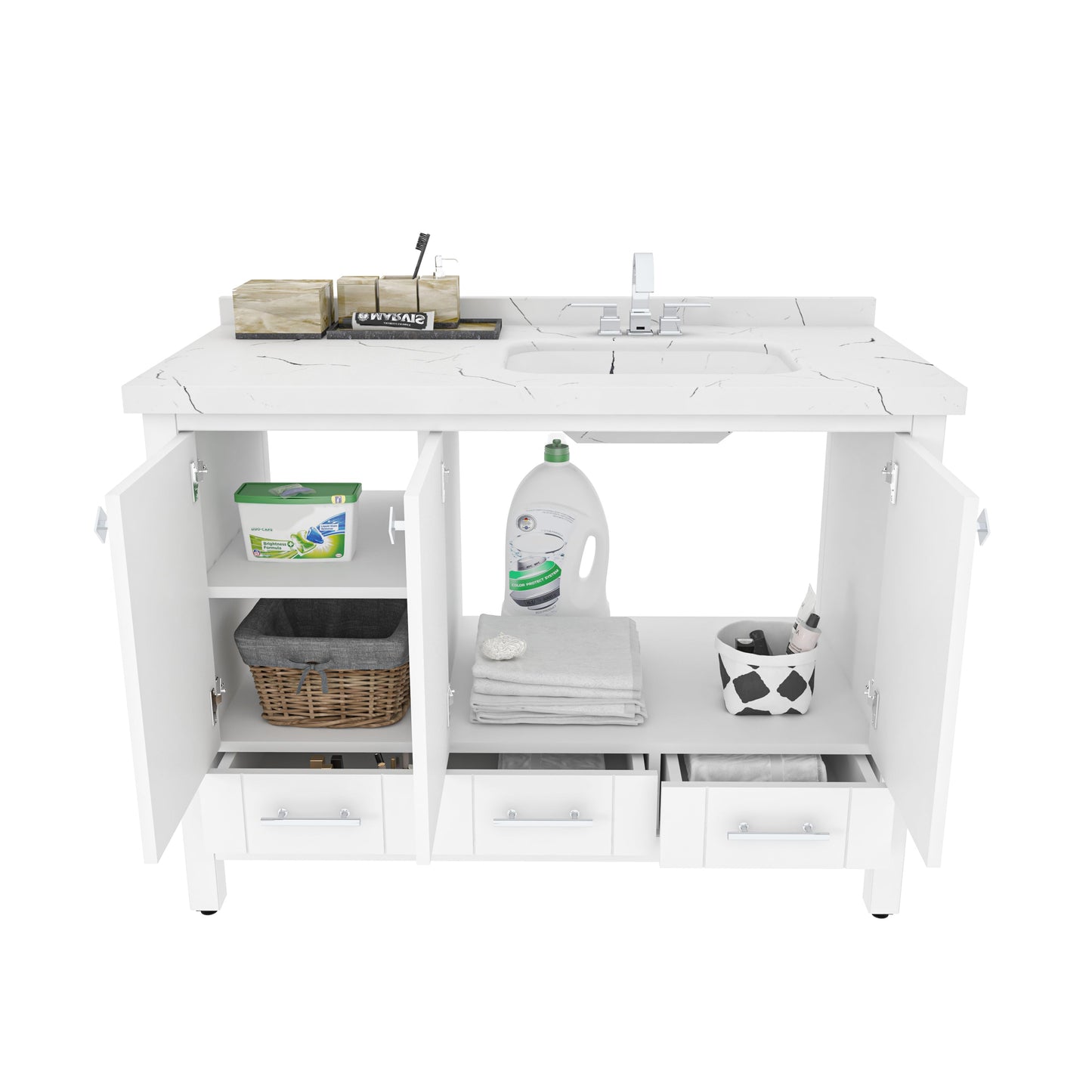 Bathroom Vanity Kardelen Bathroom Vanity-BV47WH01 White 127 X 68 X 110 by DECOROTIKA | Souqify
