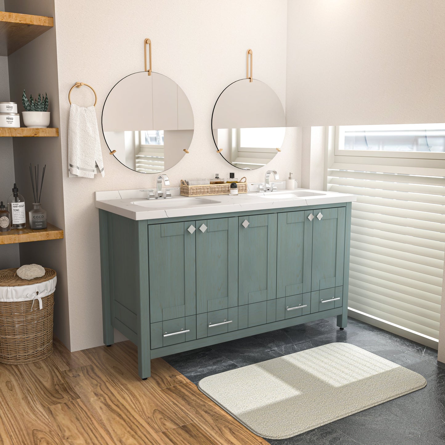Bathroom Vanity Kardelen Bathroom Vanity-BV59SG01 Sea Green 157 X 68 X 110 by DECOROTIKA | Souqify