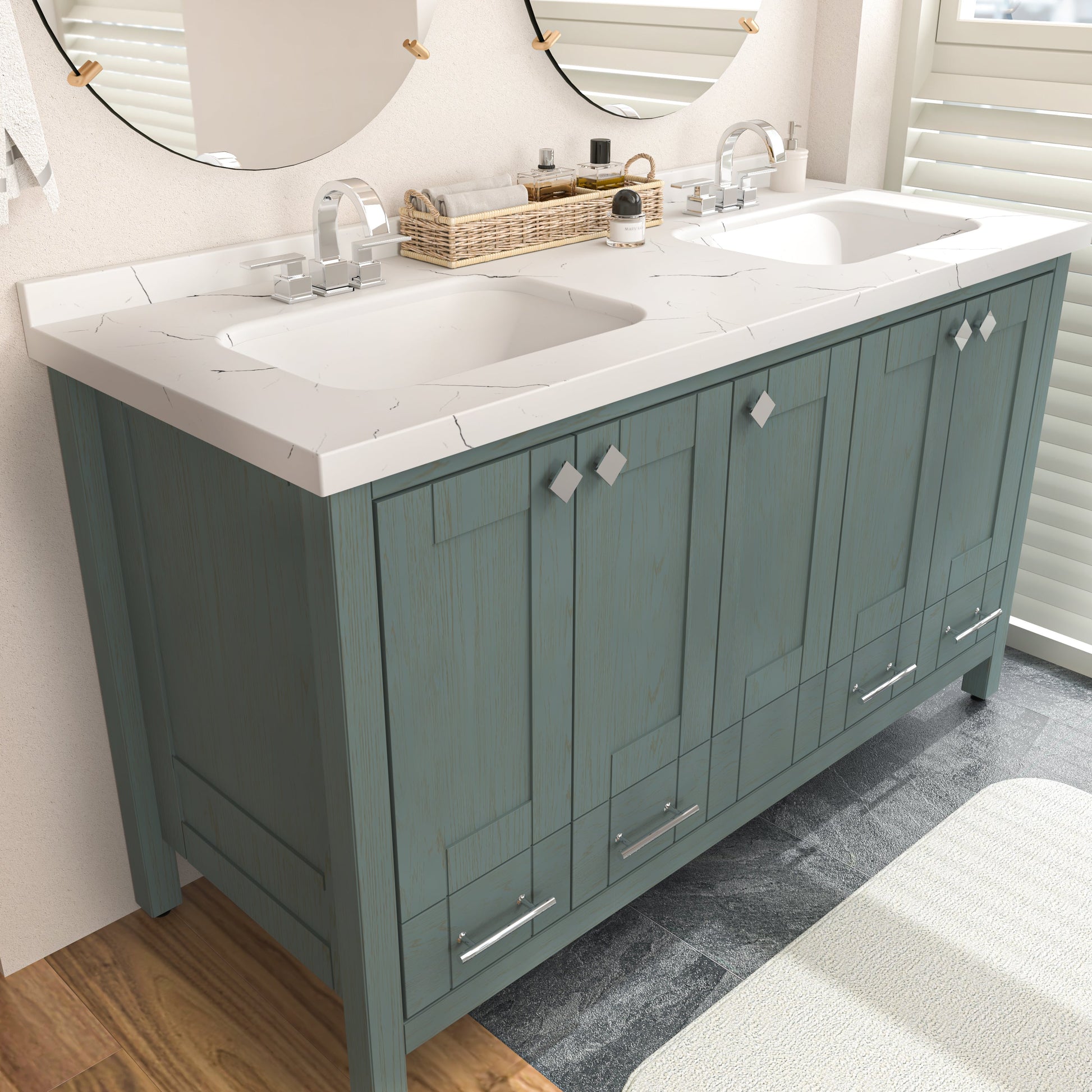 Bathroom Vanity Kardelen Bathroom Vanity-BV59SG01 Sea Green 157 X 68 X 110 by DECOROTIKA | Souqify
