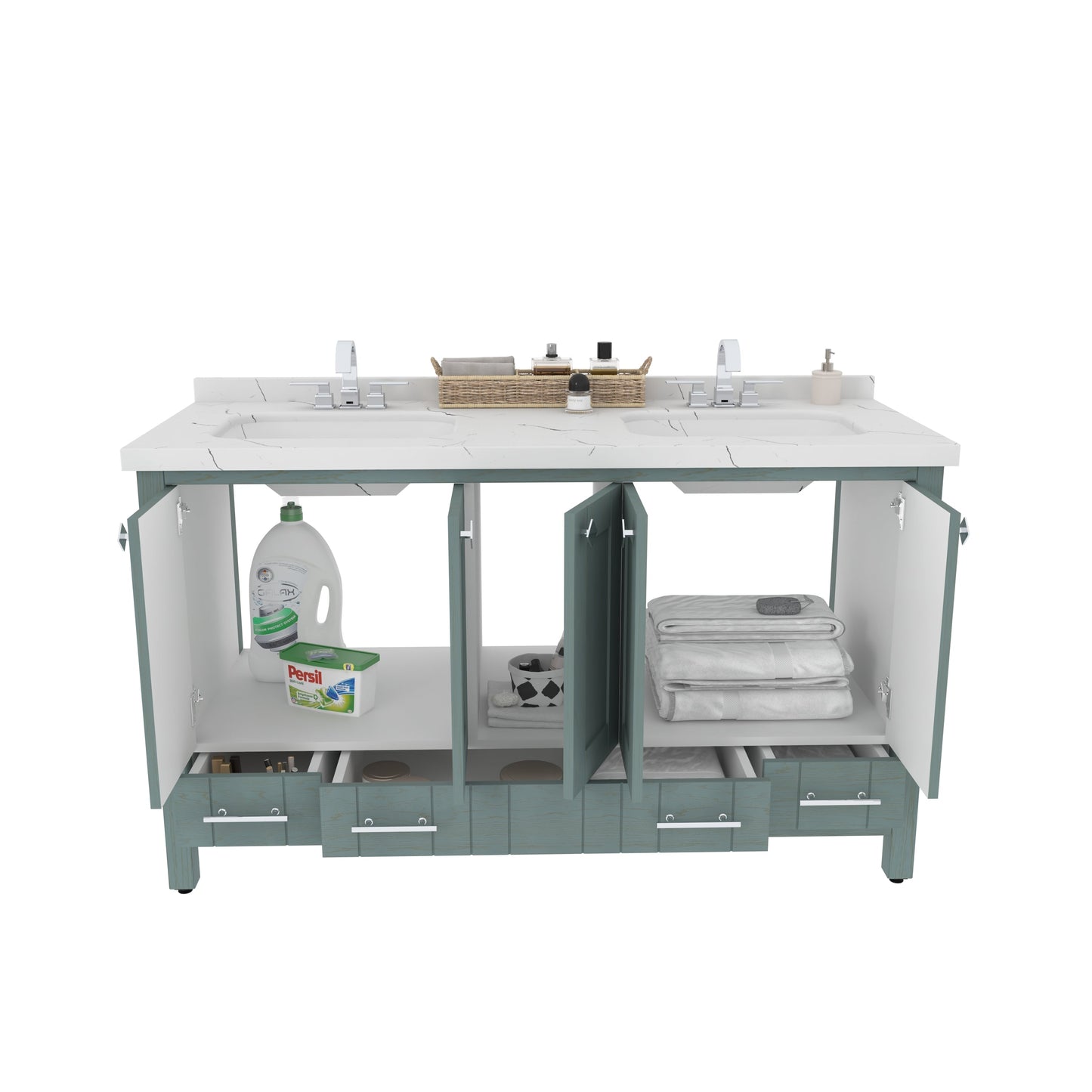 Bathroom Vanity Kardelen Bathroom Vanity-BV59SG01 Sea Green 157 X 68 X 110 by DECOROTIKA | Souqify