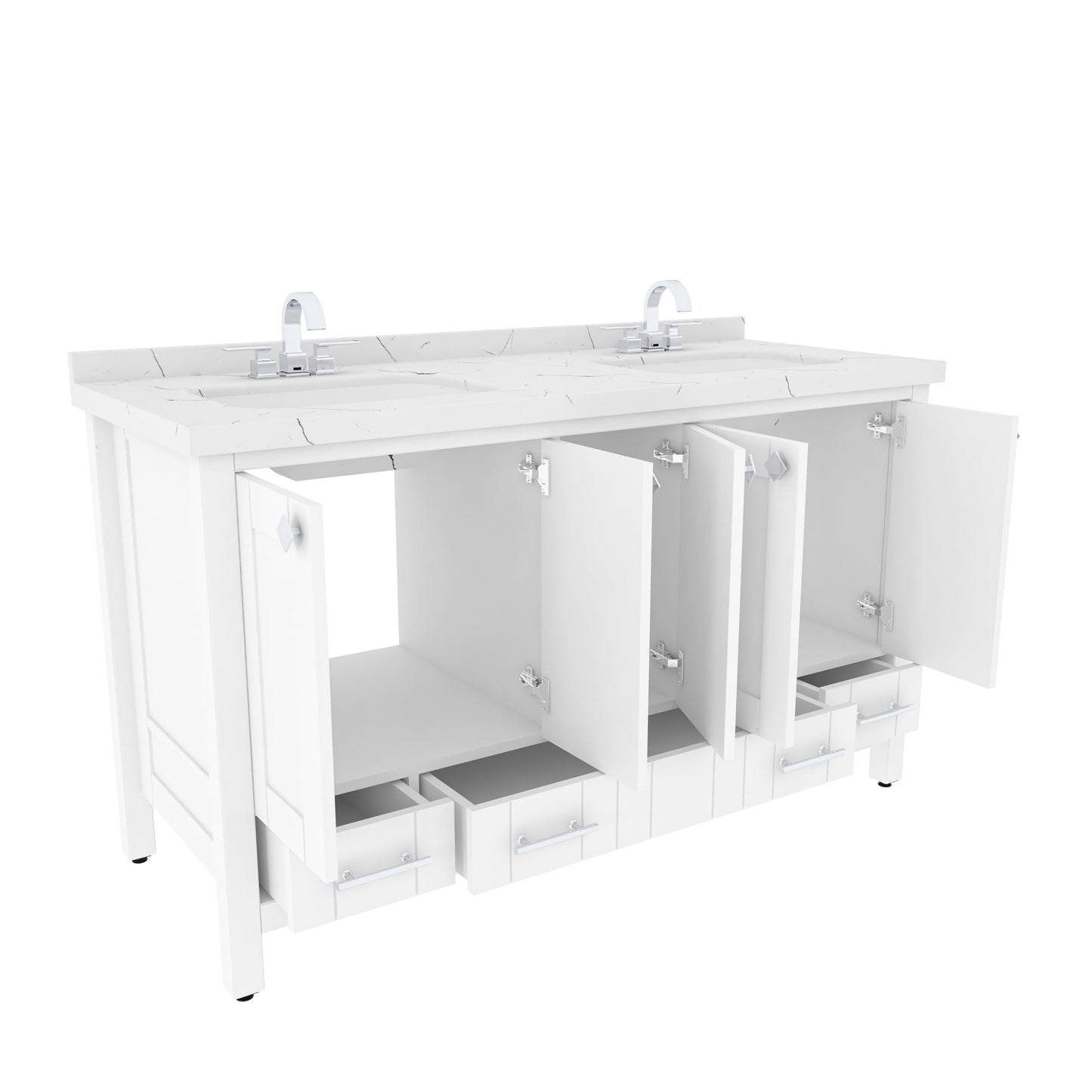 Bathroom Vanity Kardelen Bathroom Vanity-BV59WH01 White 157 X 68 X 110 by DECOROTIKA | Souqify