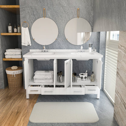 Bathroom Vanity Kardelen Bathroom Vanity-BV59WH01 White 157 X 68 X 110 by DECOROTIKA | Souqify