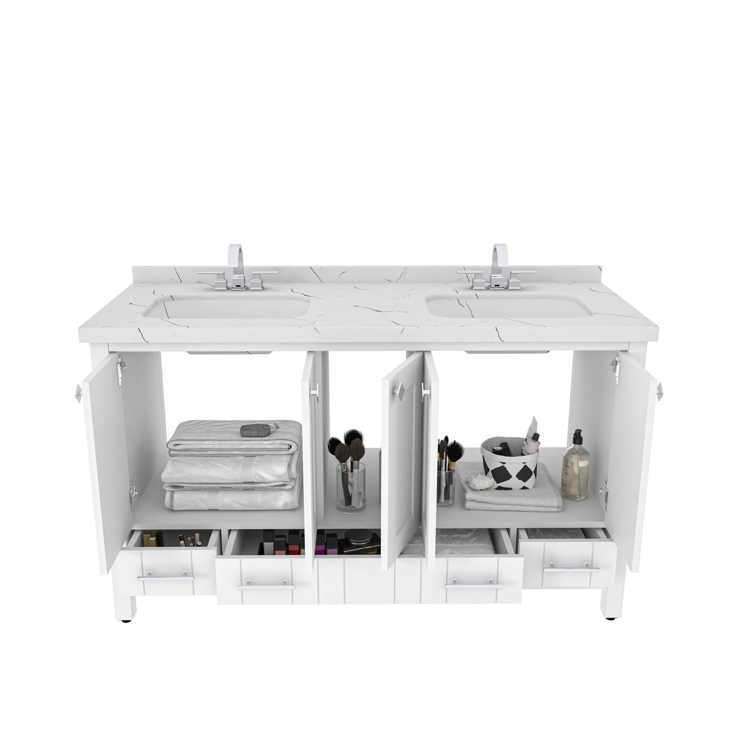 Bathroom Vanity Kardelen Bathroom Vanity-BV59WH01 White 157 X 68 X 110 by DECOROTIKA | Souqify