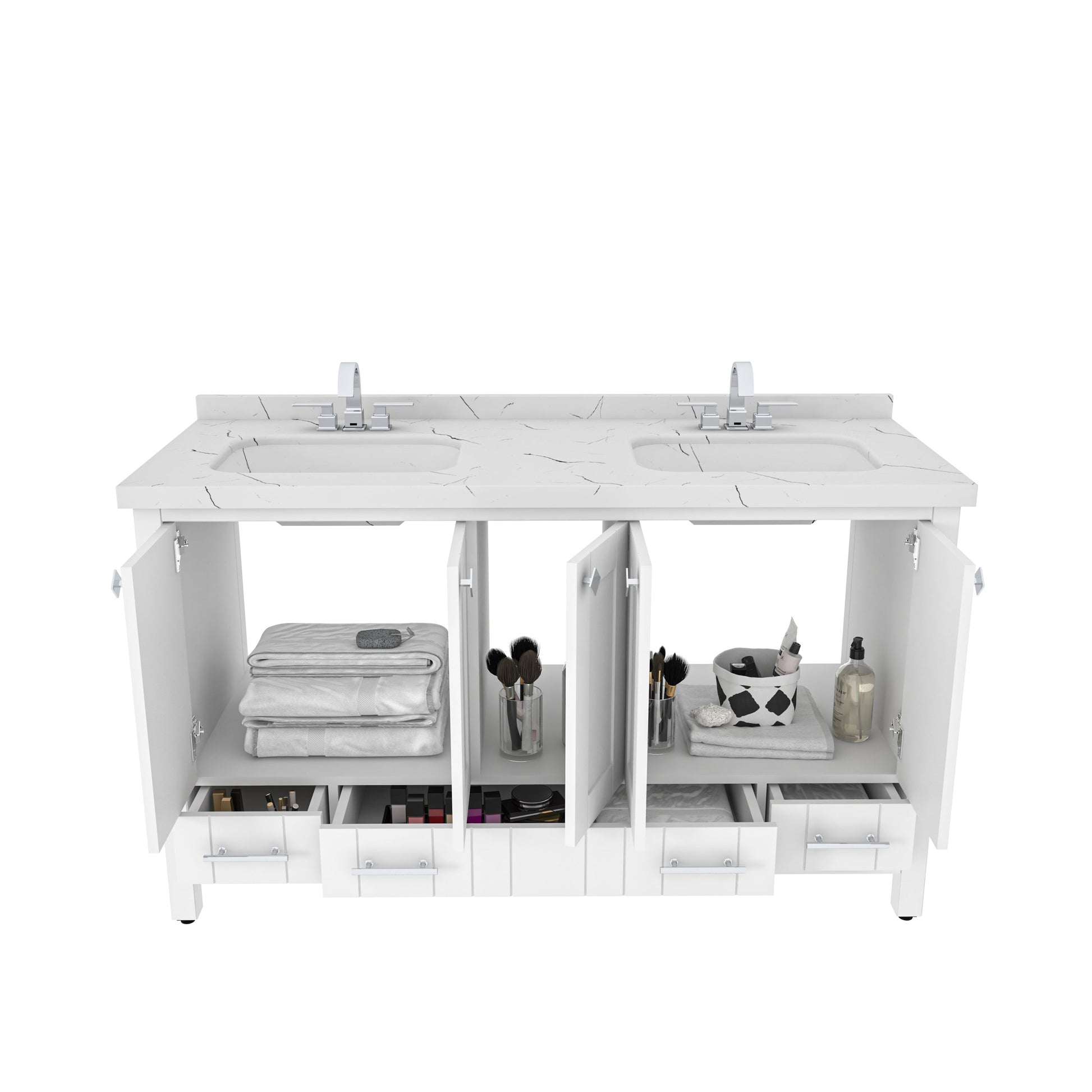 Bathroom Vanity Kardelen Bathroom Vanity-BV59WH01 White 157 X 68 X 110 by DECOROTIKA | Souqify