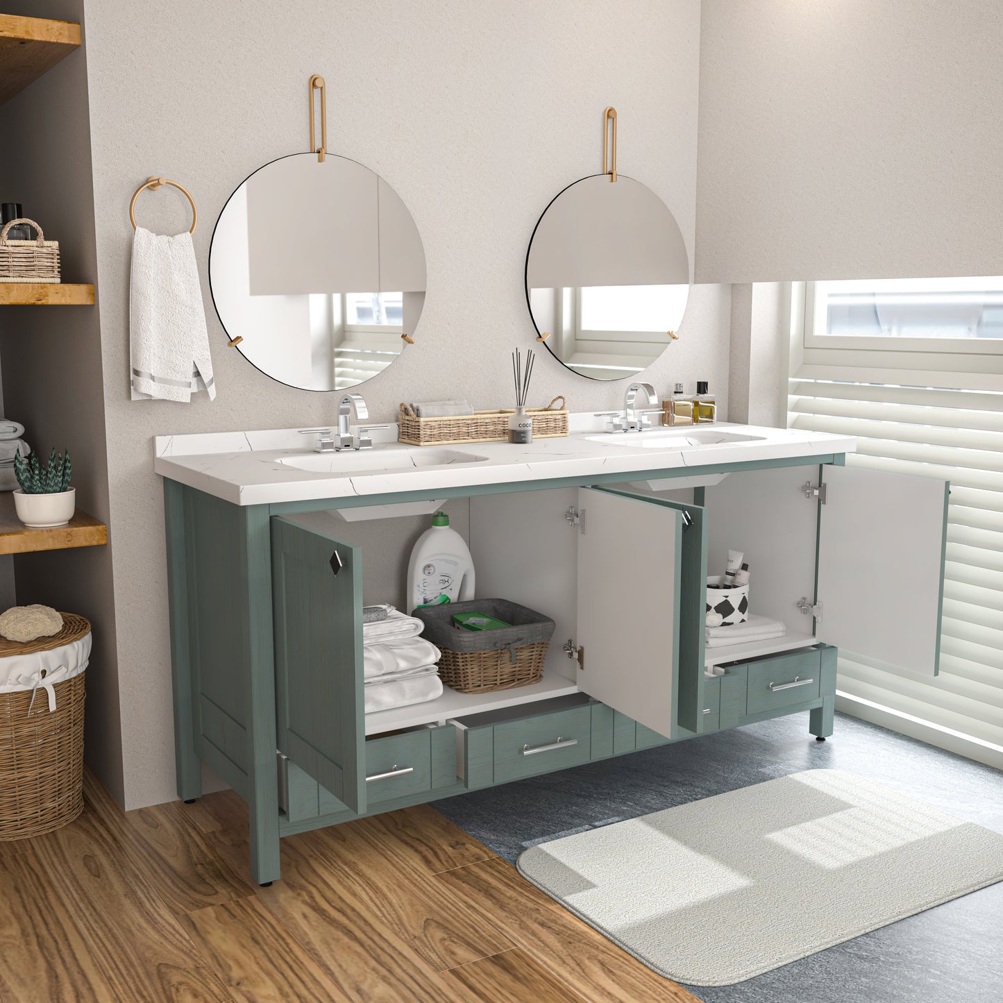 Bathroom Vanity Kardelen Bathroom Vanity-BV71SG01 Sea Green 187 X 68 X 110 by DECOROTIKA | Souqify