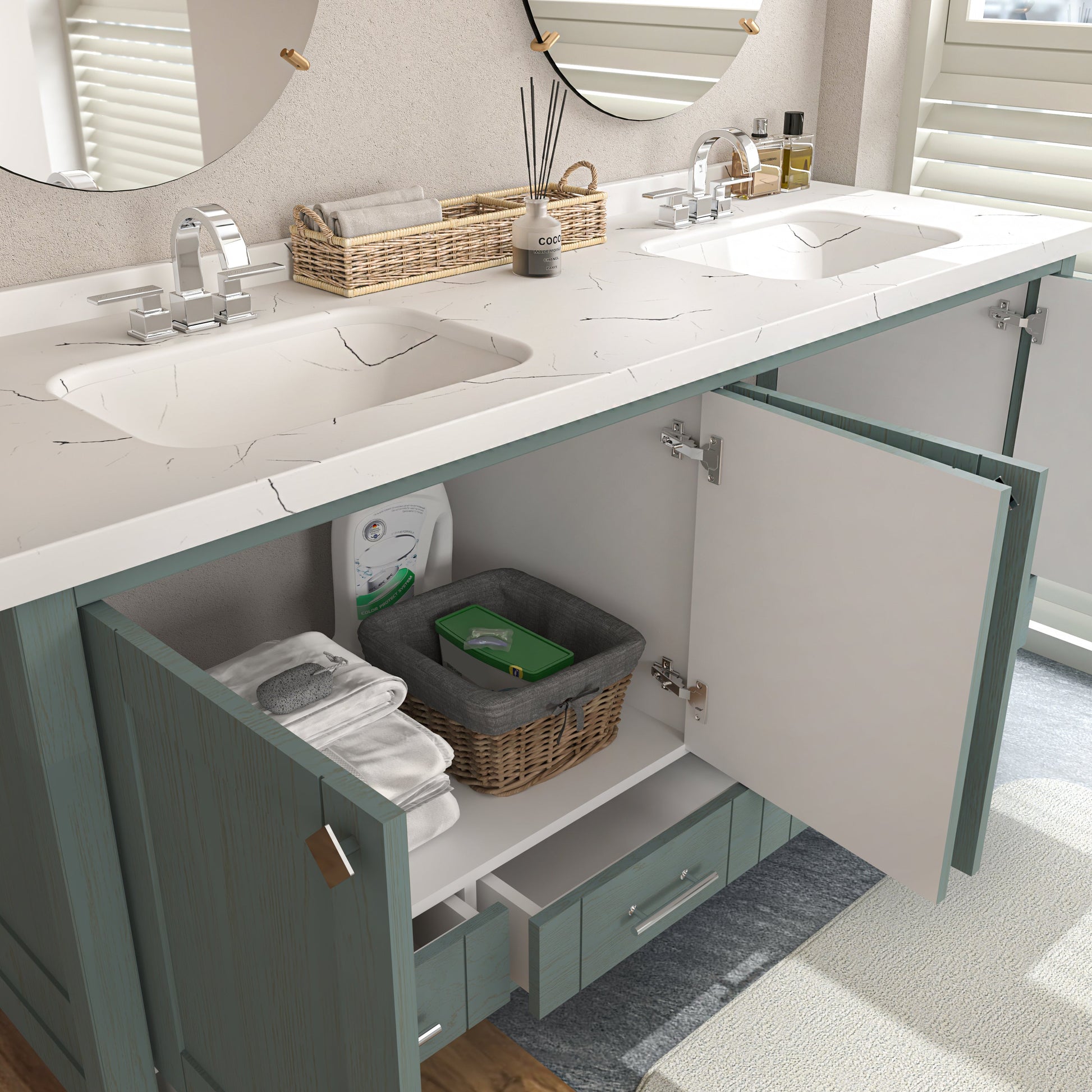 Bathroom Vanity Kardelen Bathroom Vanity-BV71SG01 Sea Green 187 X 68 X 110 by DECOROTIKA | Souqify