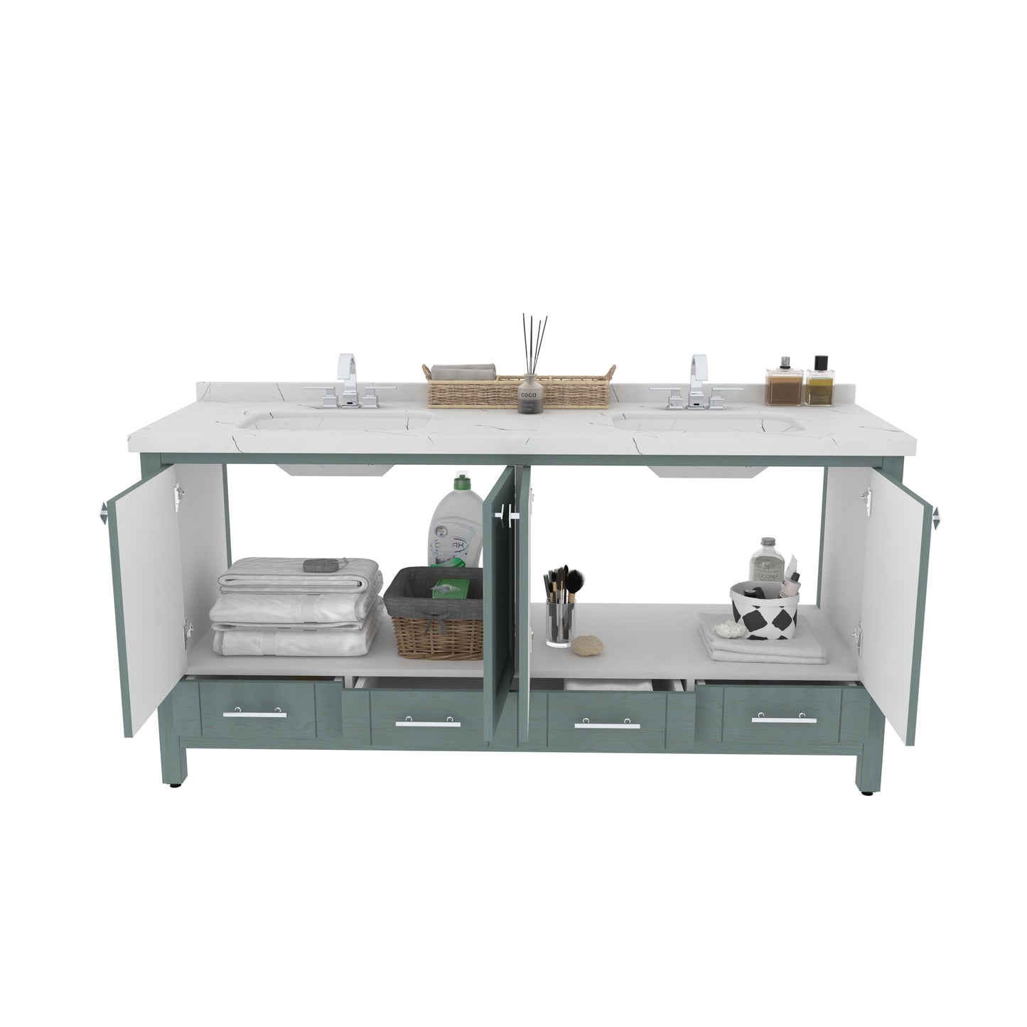 Bathroom Vanity Kardelen Bathroom Vanity-BV71SG01 Sea Green 187 X 68 X 110 by DECOROTIKA | Souqify