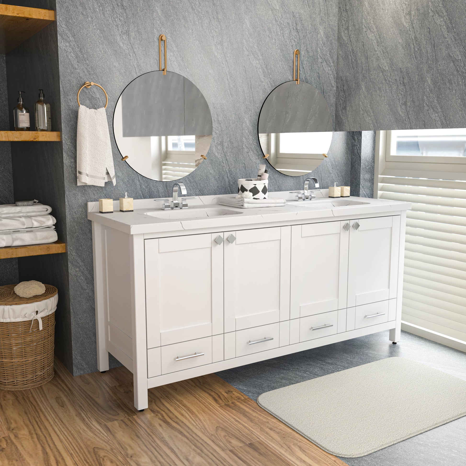 Bathroom Vanity Kardelen Bathroom Vanity-BV71WH01 White 187 X 68 X 110 by DECOROTIKA | Souqify